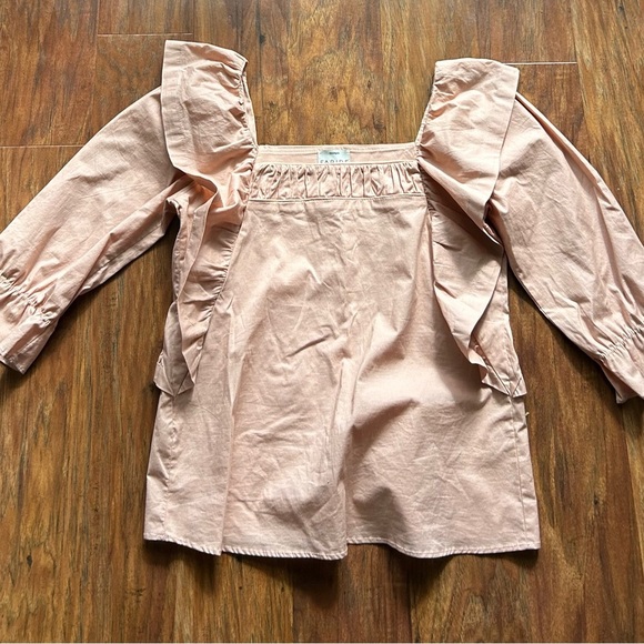 Faride Women’s Size XS Pink Ruffle Sleeve Blouse Party Vacation pastels - Picture 2 of 6